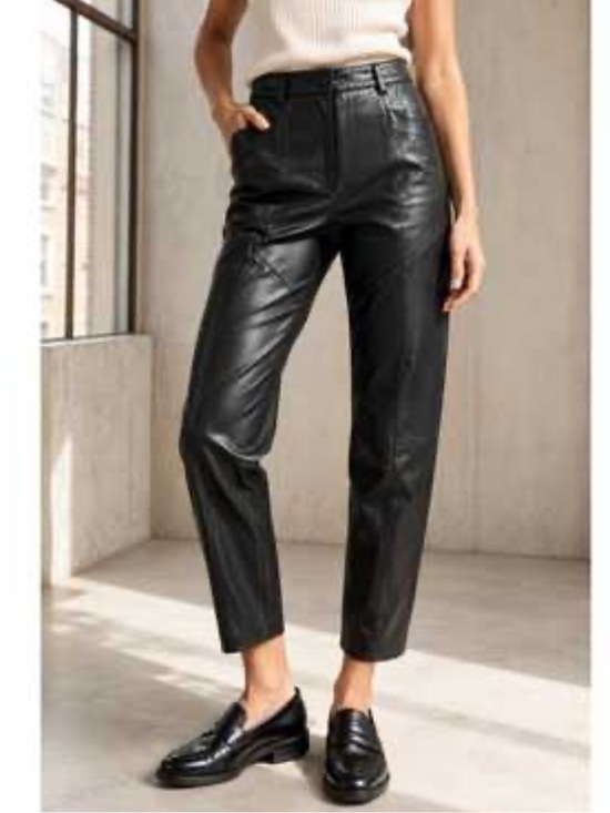 Wilfred Pants - Aritzia Wilfred Highrise Dark Taupe Faux Leather Straight-Leg Pants Size 4